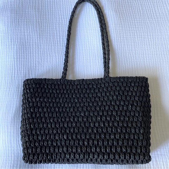 Woven Black Tote - Picture 3 of 7